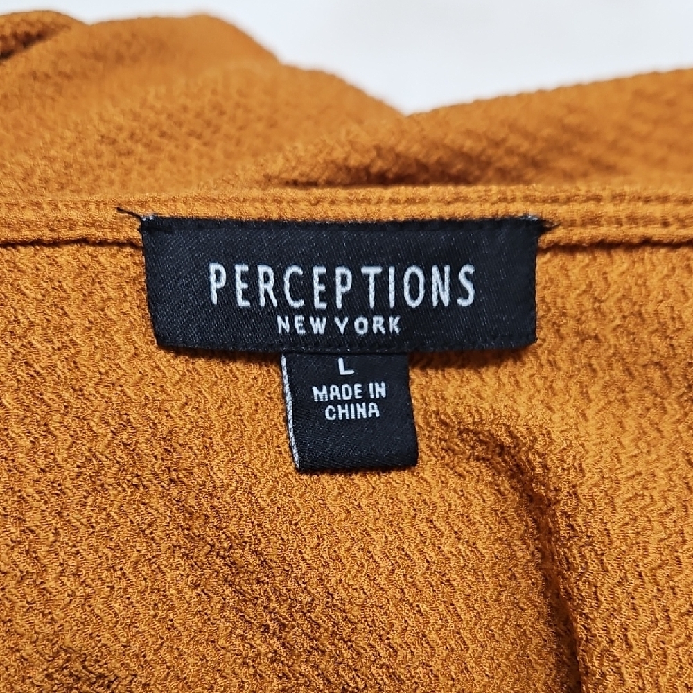 Perceptions Open Front Textured Cardigan with Bell Ruffle Sleeves Size L - Picture 8 of 8